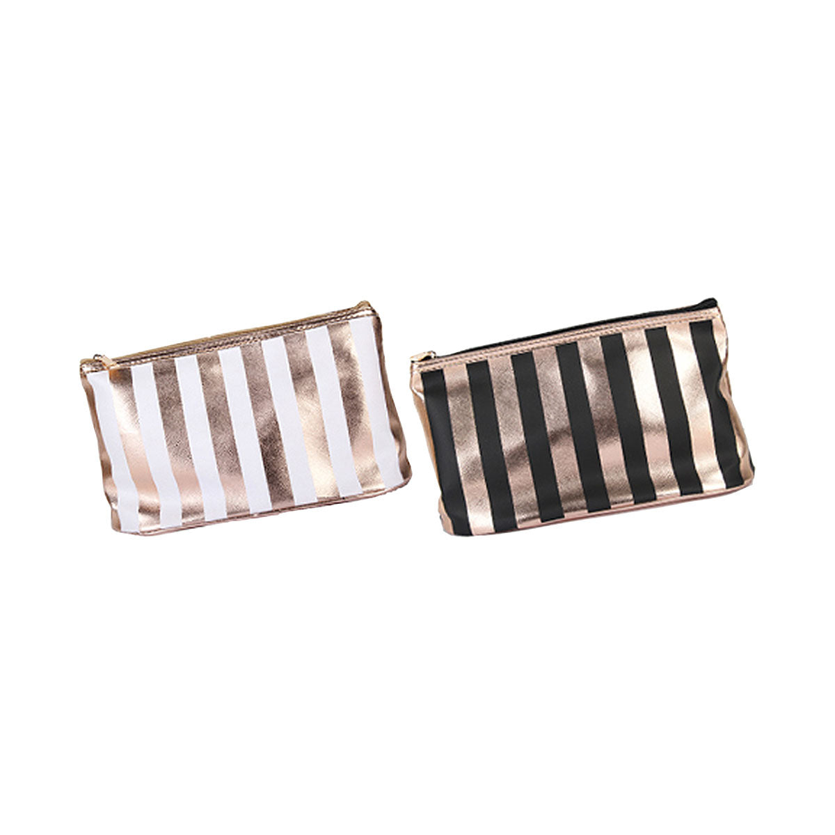 Cosmetic Bag Vertical Stripe Rose Gold Assorted