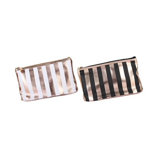 Cosmetic Bag Vertical Stripe Rose Gold Assorted