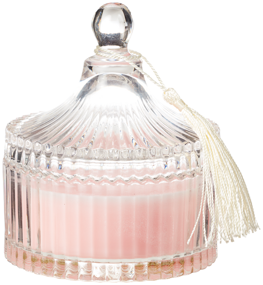 2-Wick Candle Diamond Glass Lid Peony & Cherry Blossom/ Vanilla Bean