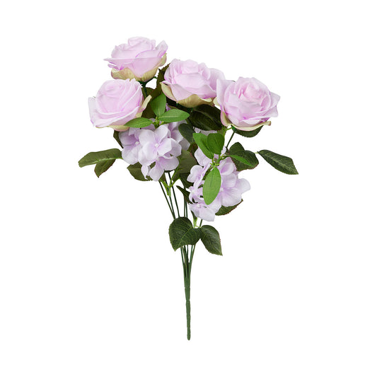 Faux Rose/Hydrangea Mixed Bunch Lilac/Pink