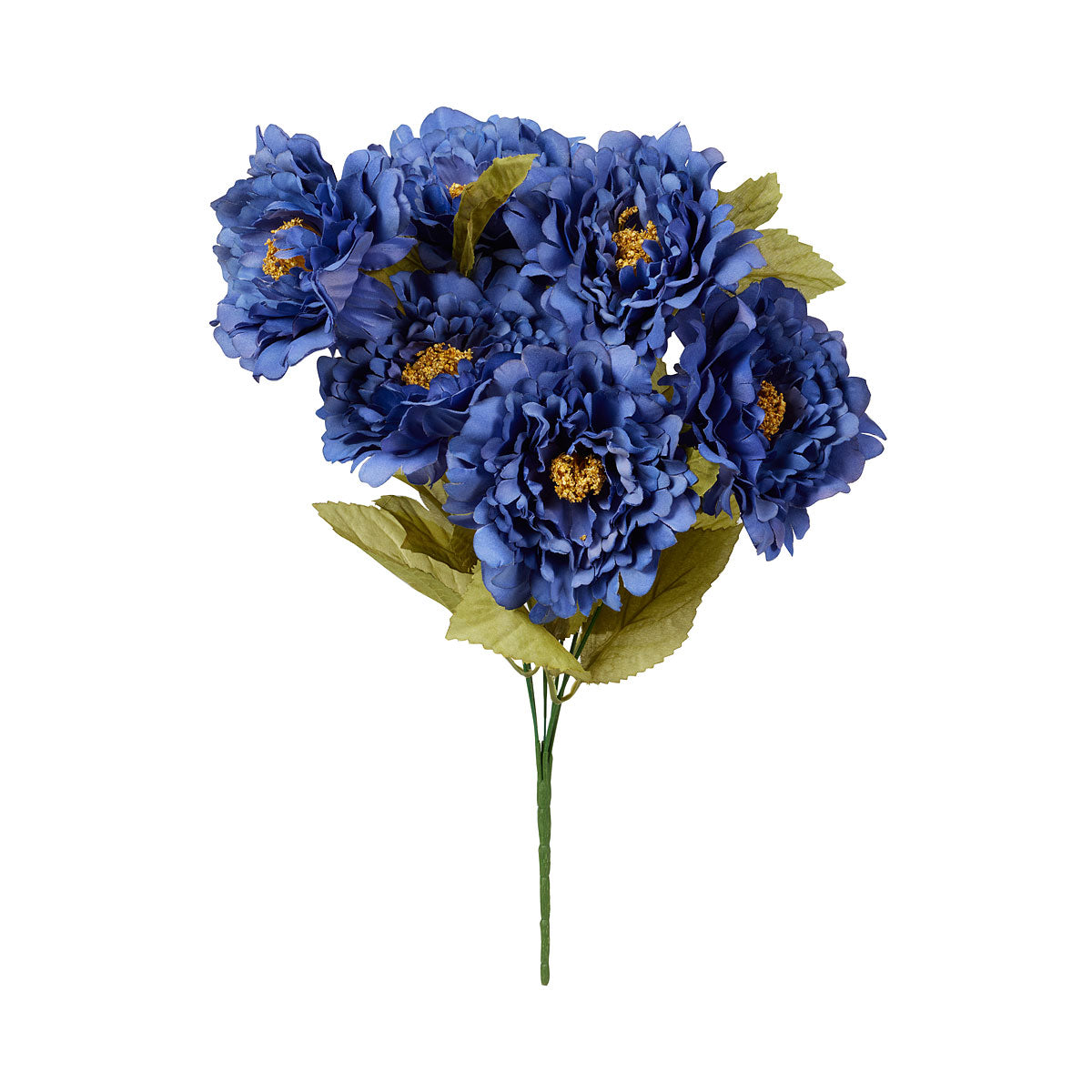 Faux Double Camellia Bunch Peach/Blue