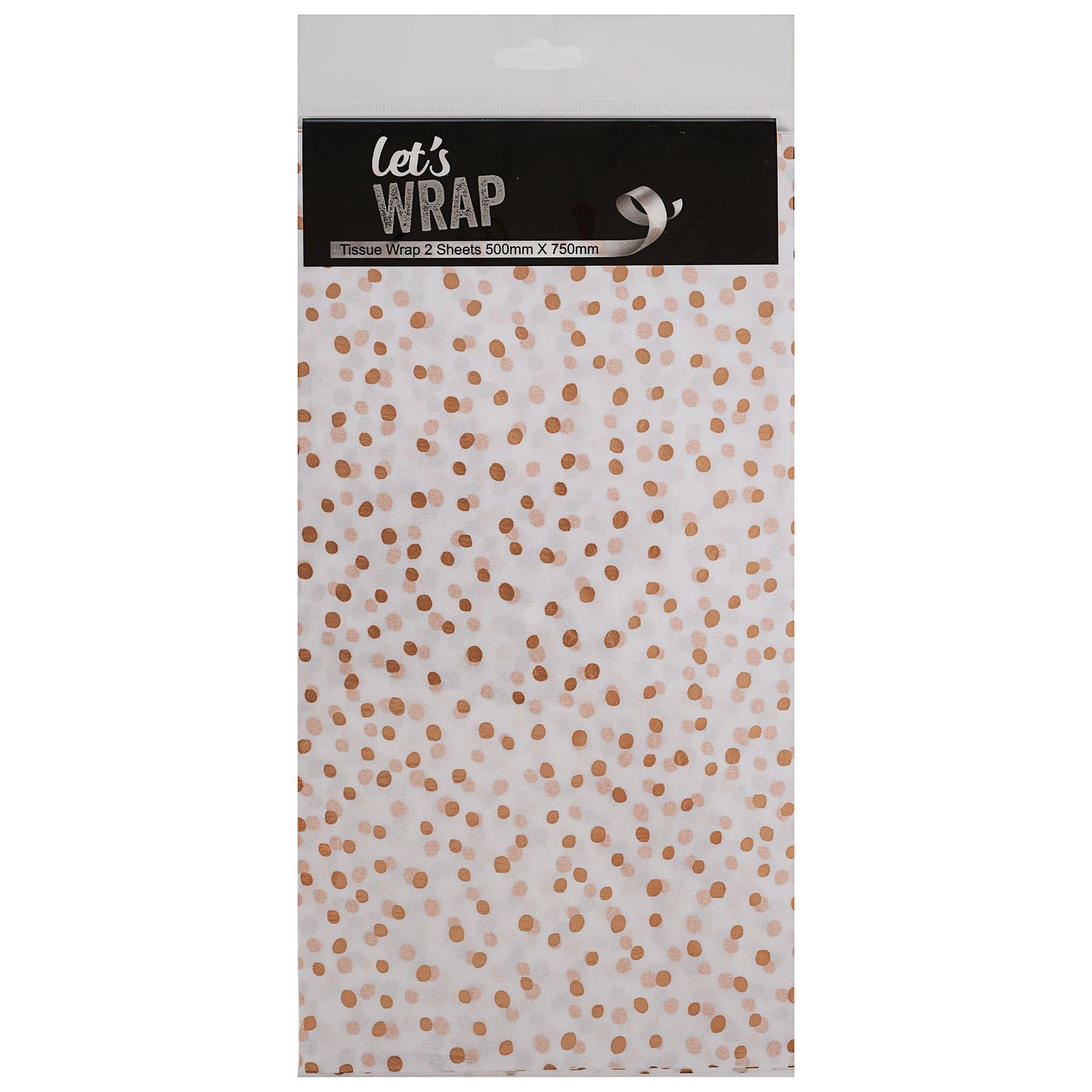 TISSUE 2PK 50X75CM METAL FOIL DOTS GOLD
