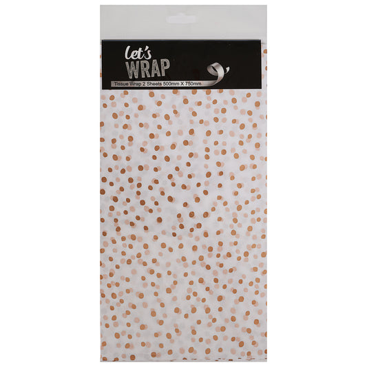 TISSUE 2PK 50X75CM METAL FOIL DOTS GOLD