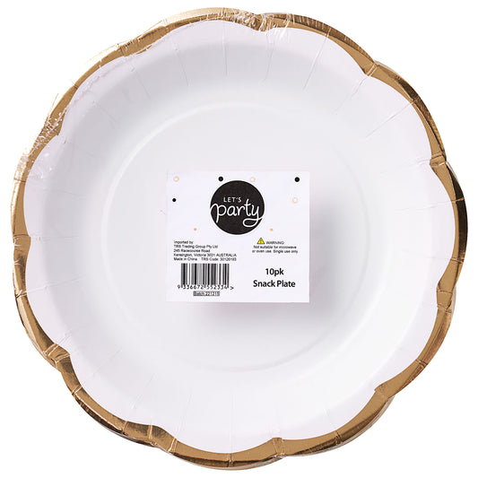 Scalloped Gold Paper Snack Plate 18cm 10pk