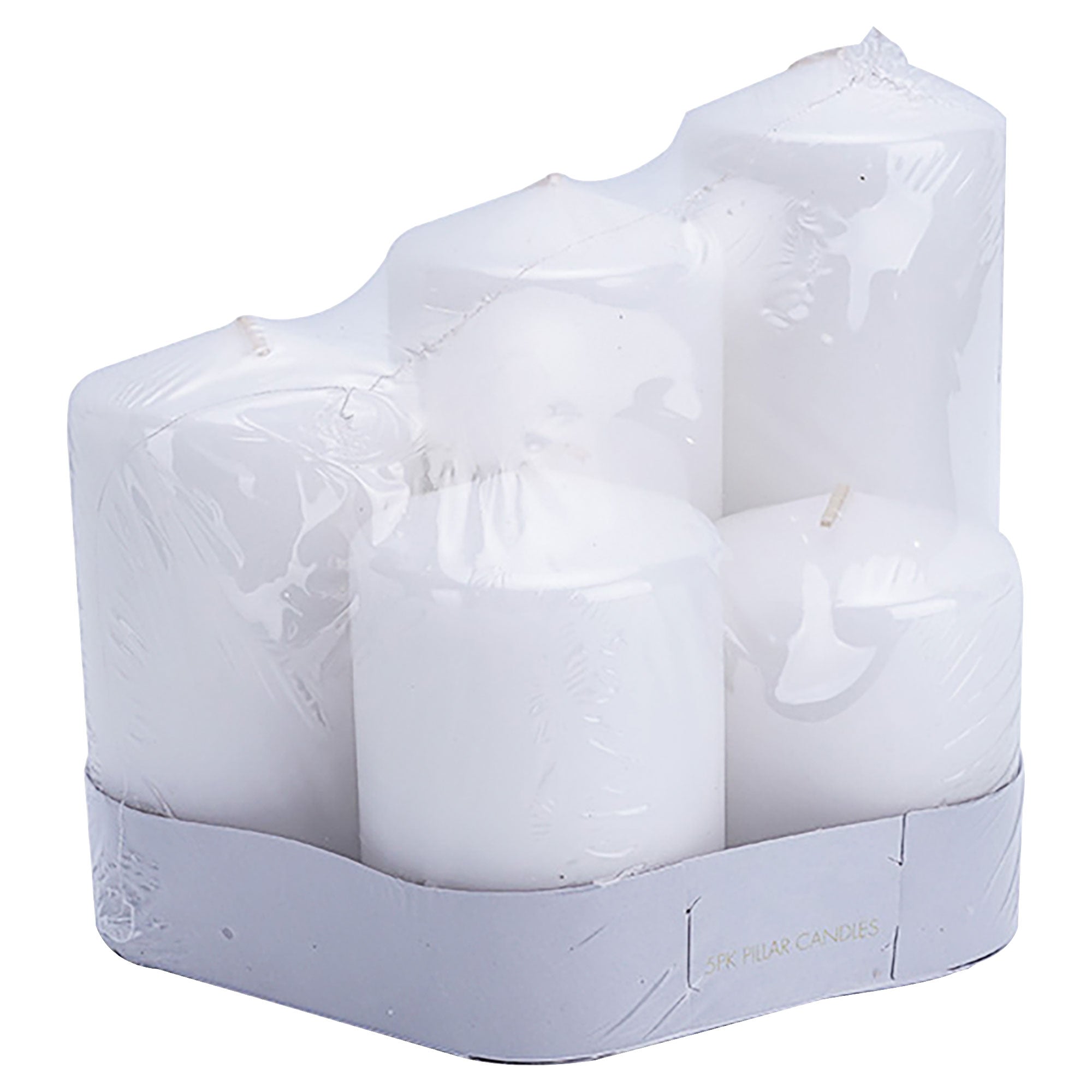 Pillar Candle Set Unscented White 5pk The Reject Shop