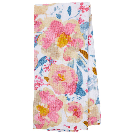 Velour Tea Towel with Floral Print 2pk