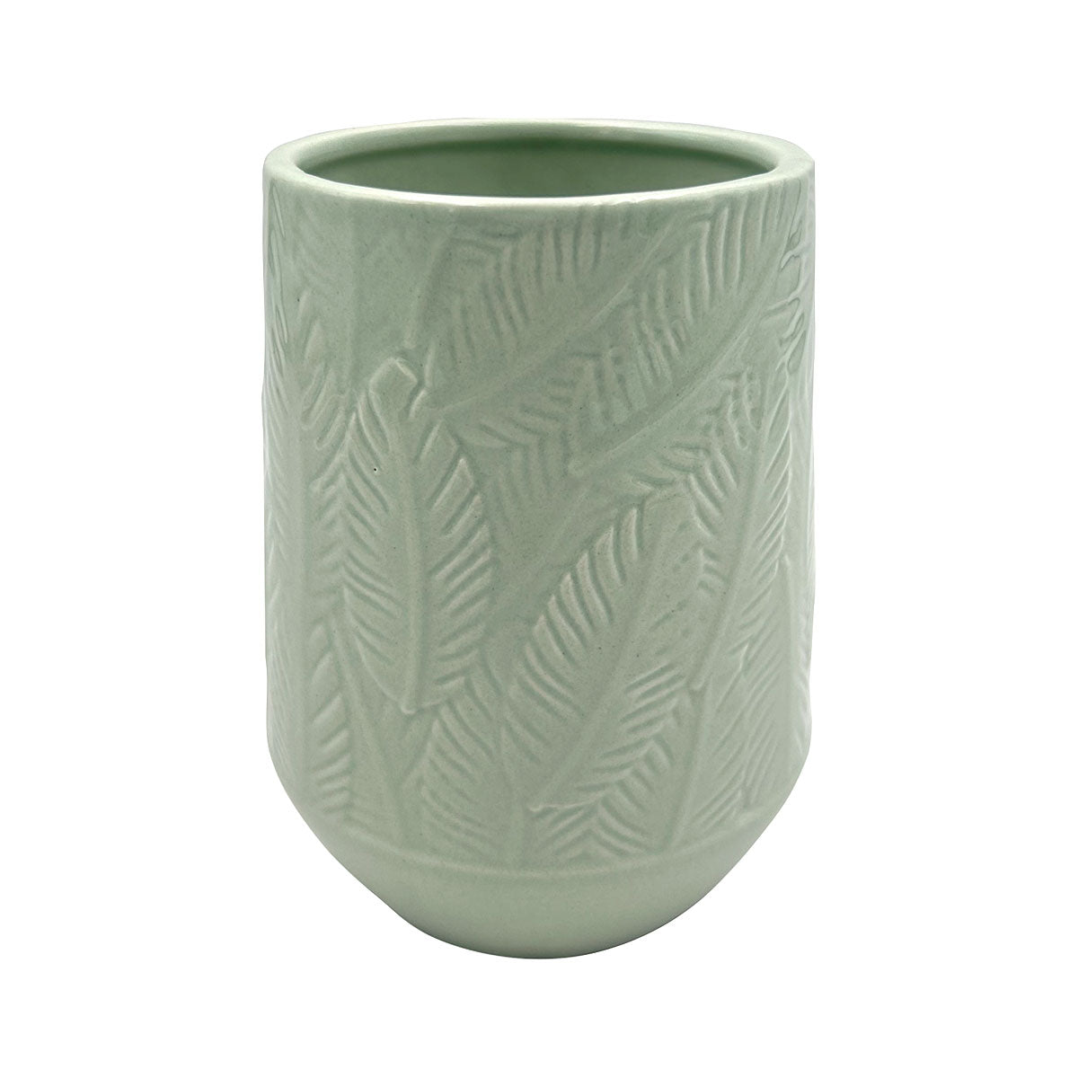 Sculptured Leaf Ceramic Vase 16cm