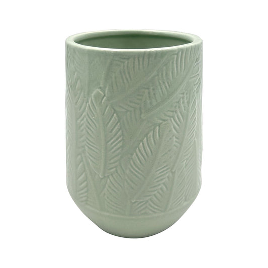 Sculptured Leaf Ceramic Vase 16cm