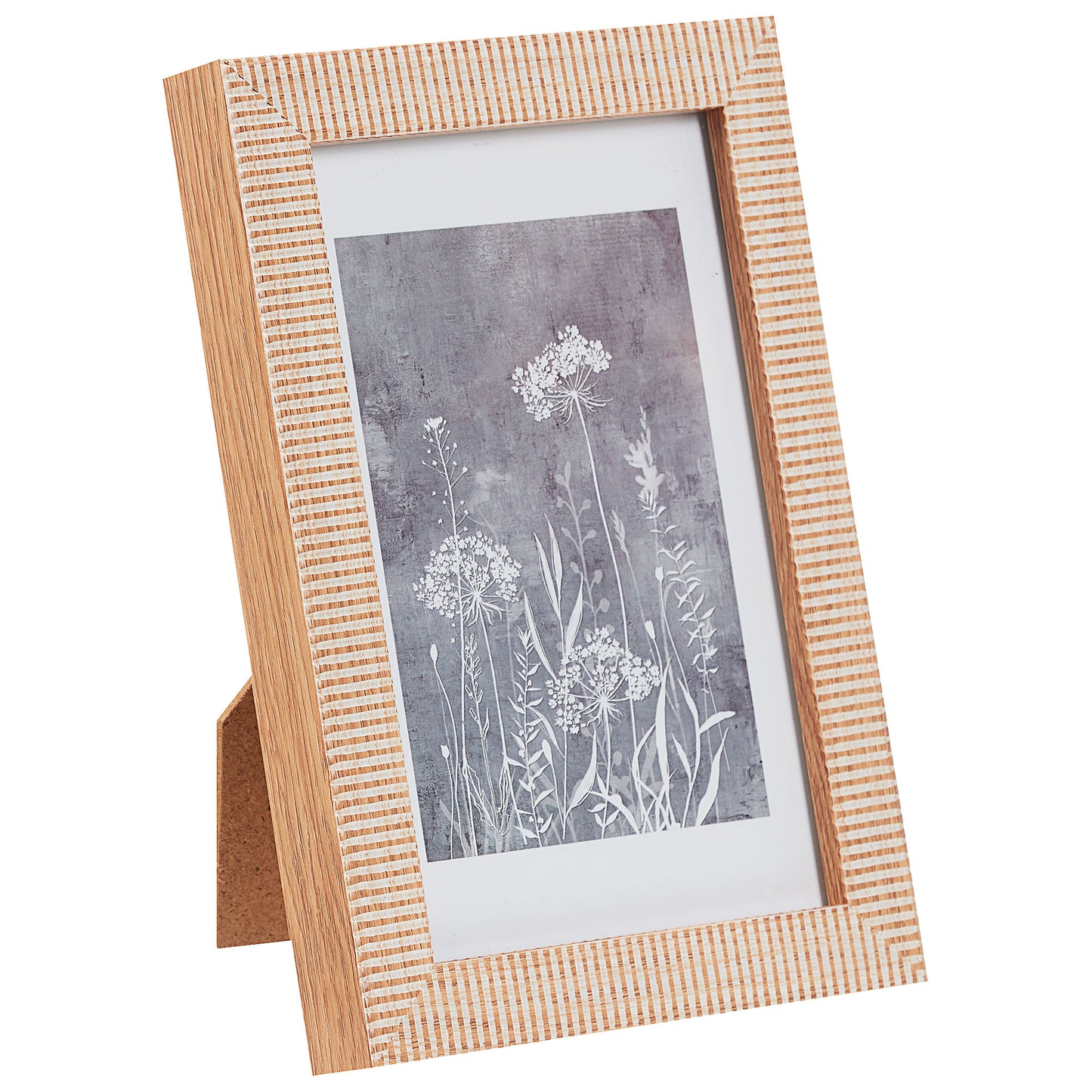 Rib Wood-Look Photo Frame Natural/Char 4x6"