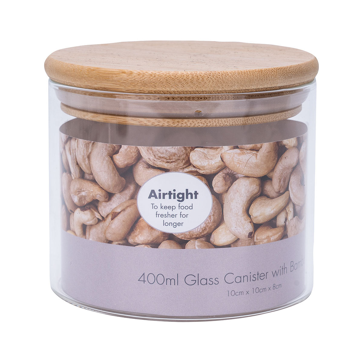 Glass Canister With Bamboo Lid Small 10x10x8cm