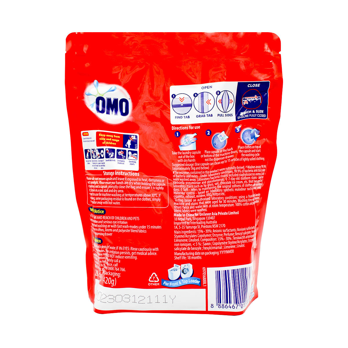 Omo 3-In-1 Laundry Capsules Eucalyptus 28pk