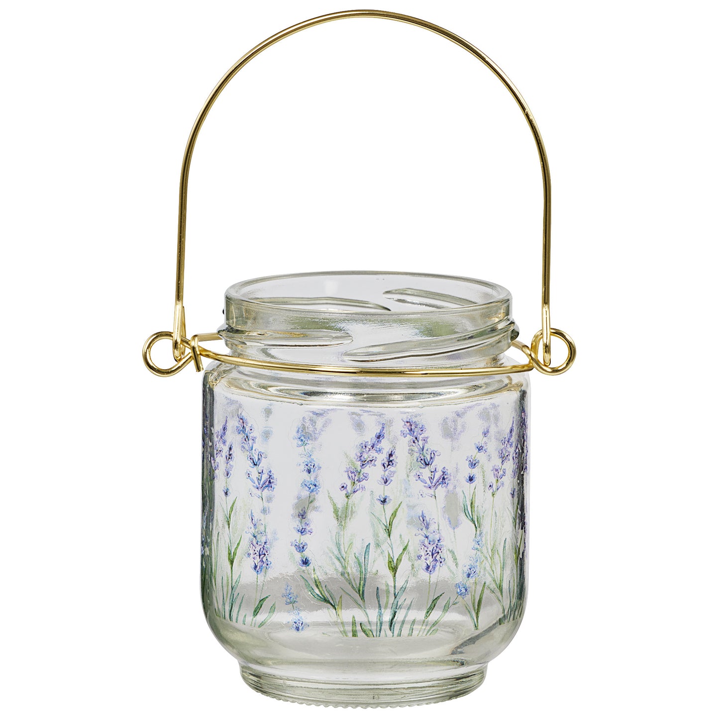 Glass Decal Candle Holder With Handle 7.5cm