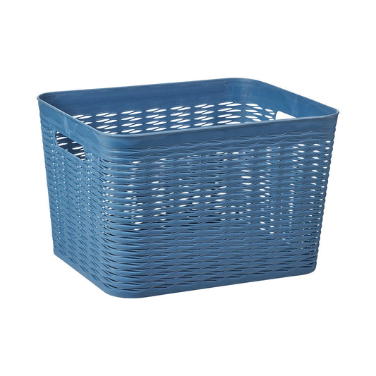 Wave Long Plastic Storage Basket 5L Denim Blue