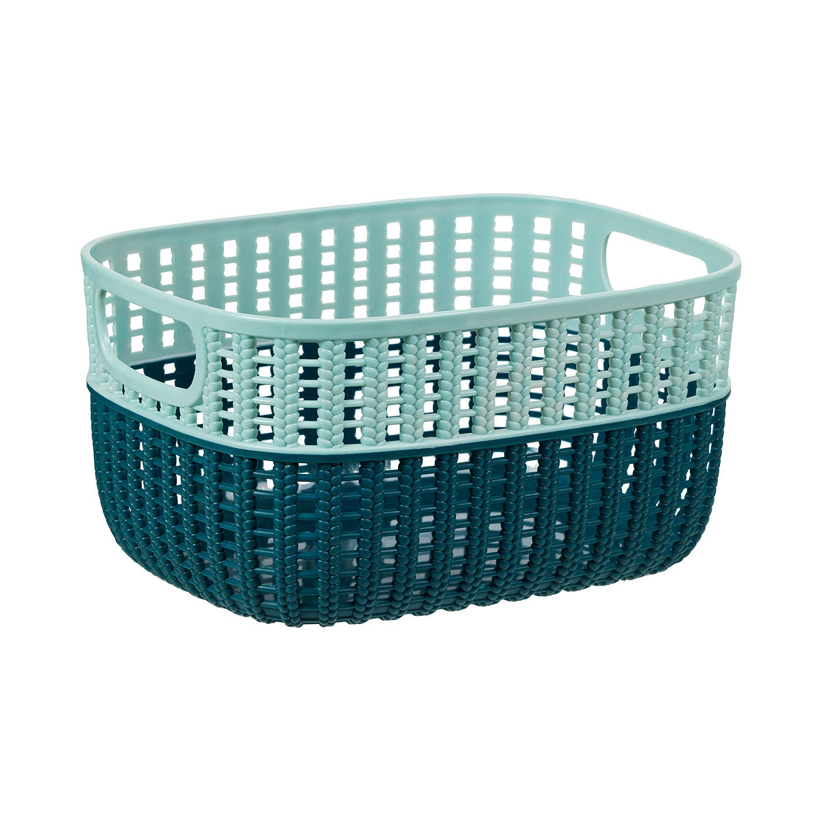 Crochet Look Storage Basket 3L Teal The Reject Shop