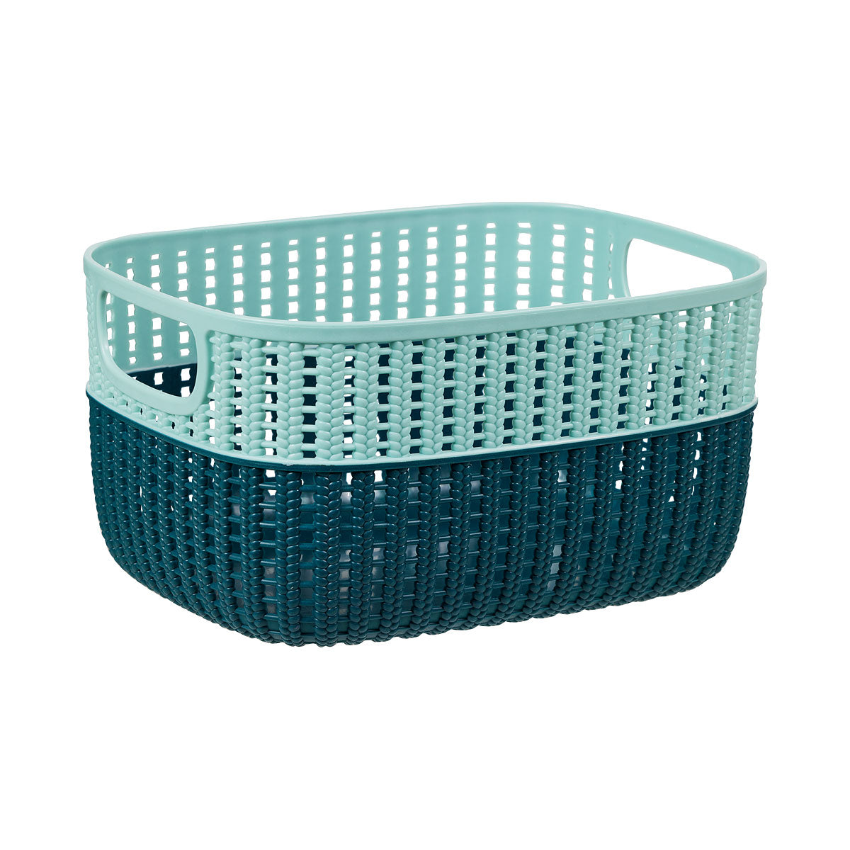 Crochet Look Storage Basket 5L Teal The Reject Shop