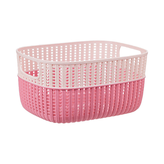 Crochet Look Knit Basket 8.5L Blush