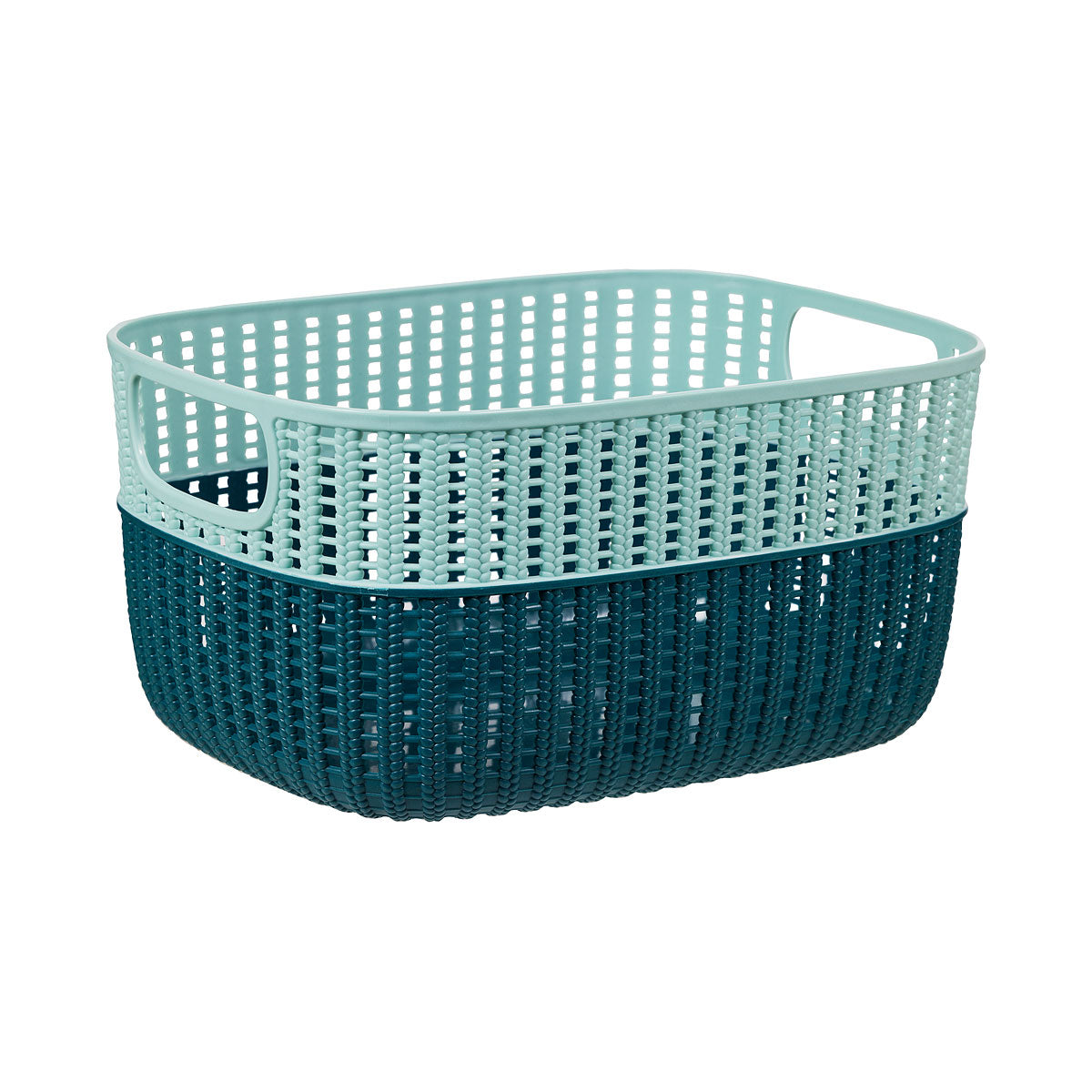 Crochet Look Knit Basket 8.5L Teal The Reject Shop