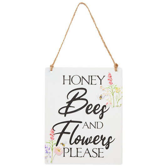 Pressed Tin Honey Bees Hanging Plaque