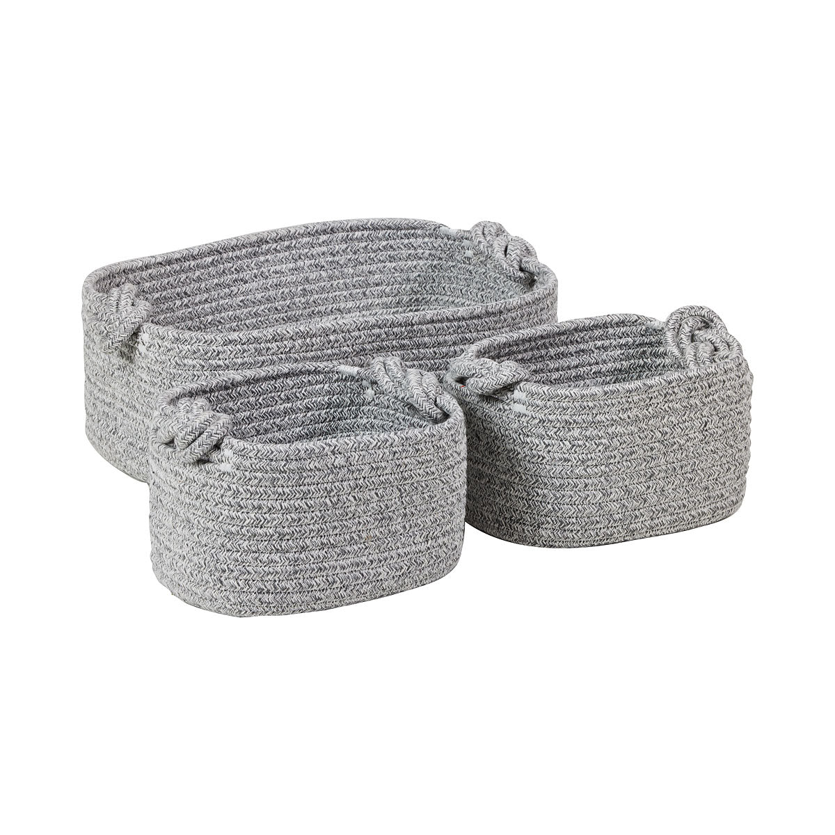 Rectangle Cotton Rope Basket Grey 3pc The Reject Shop