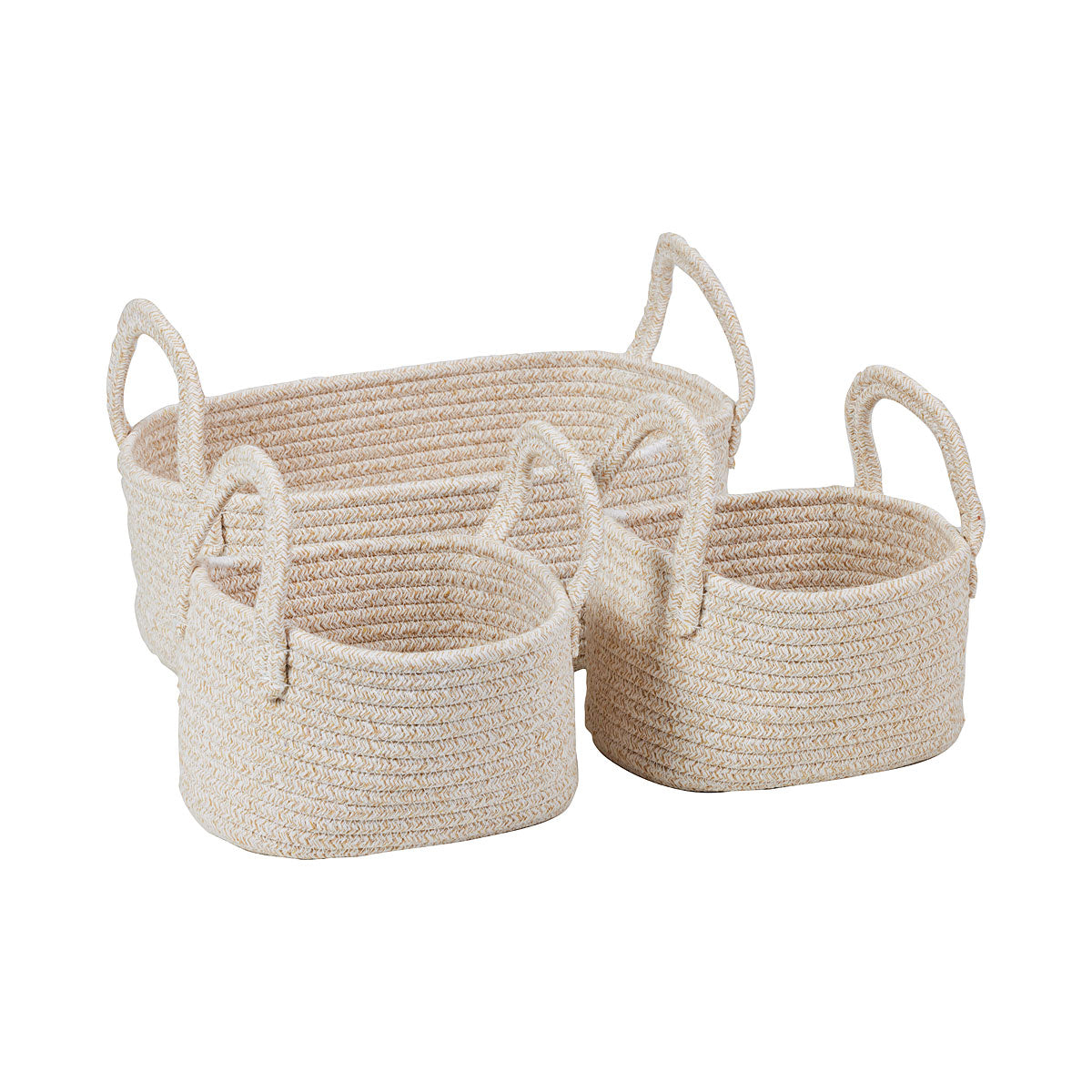Rectangle Cotton Rope Basket Beige 3pc