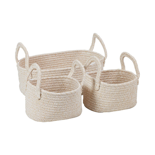 Rectangle Cotton Rope Basket Beige 3pc