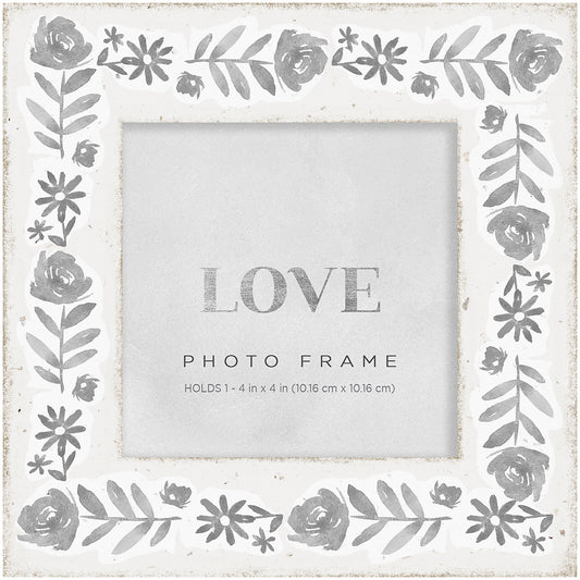 Square Photo Frame Bee/Flower Design 4X4"
