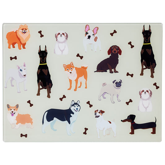 Dogs Glass Cutting Board