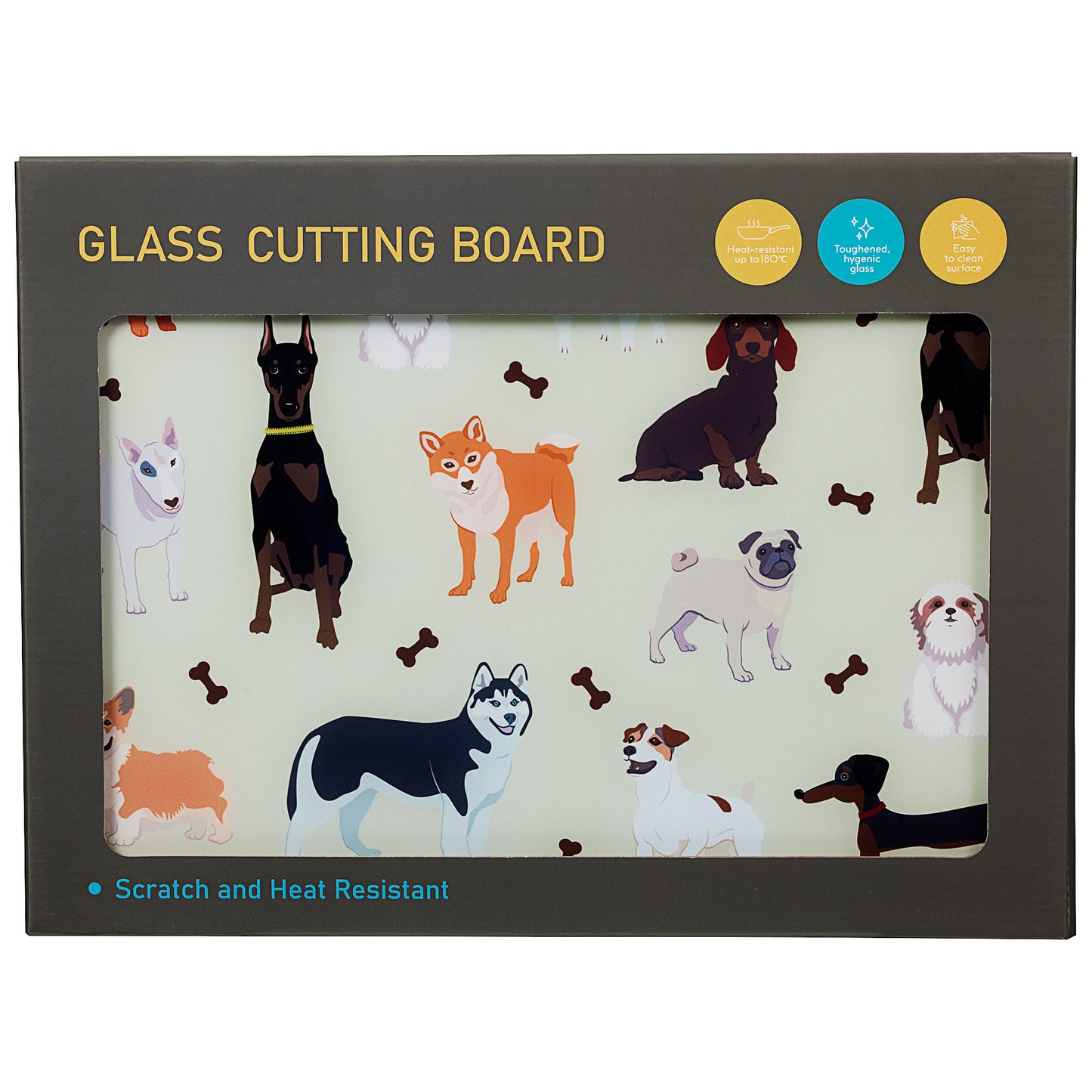 Dogs Glass Cutting Board