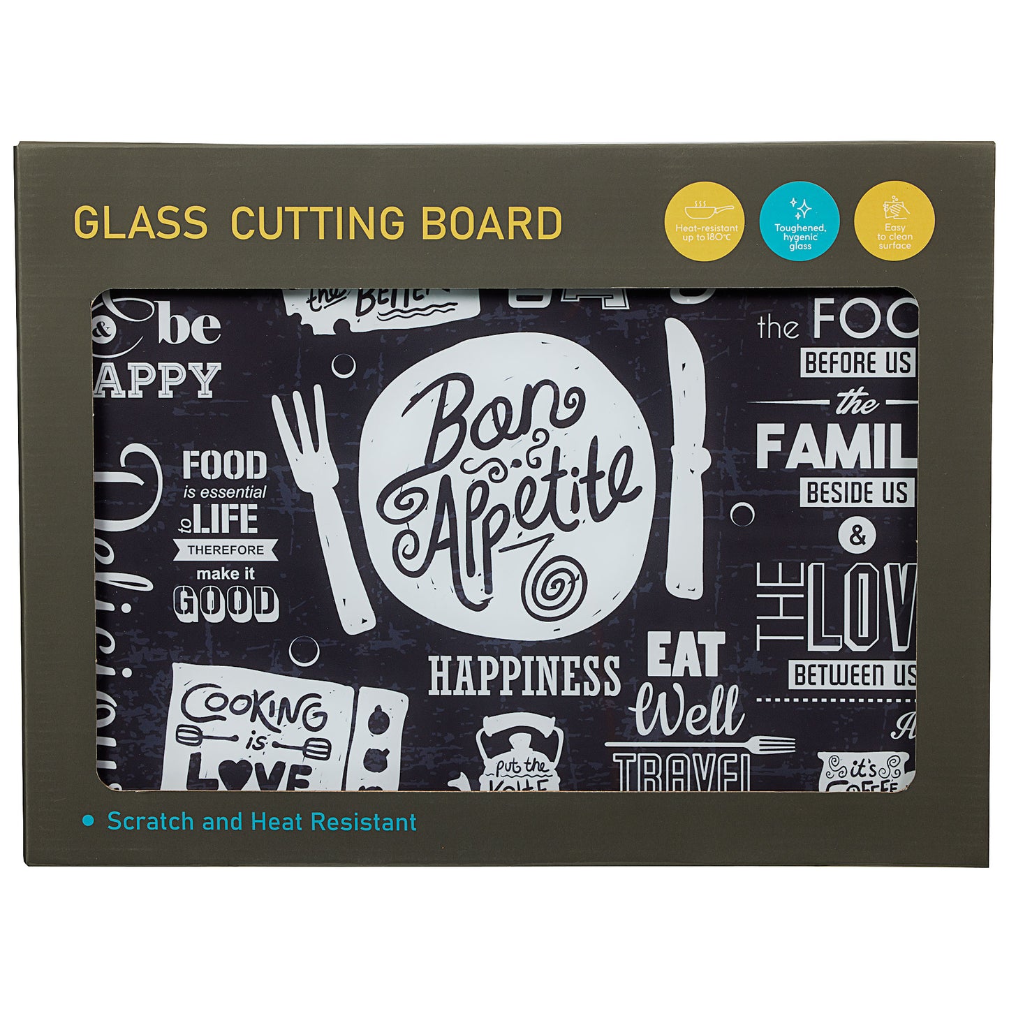 Bon Appetite Glass Cutting Board