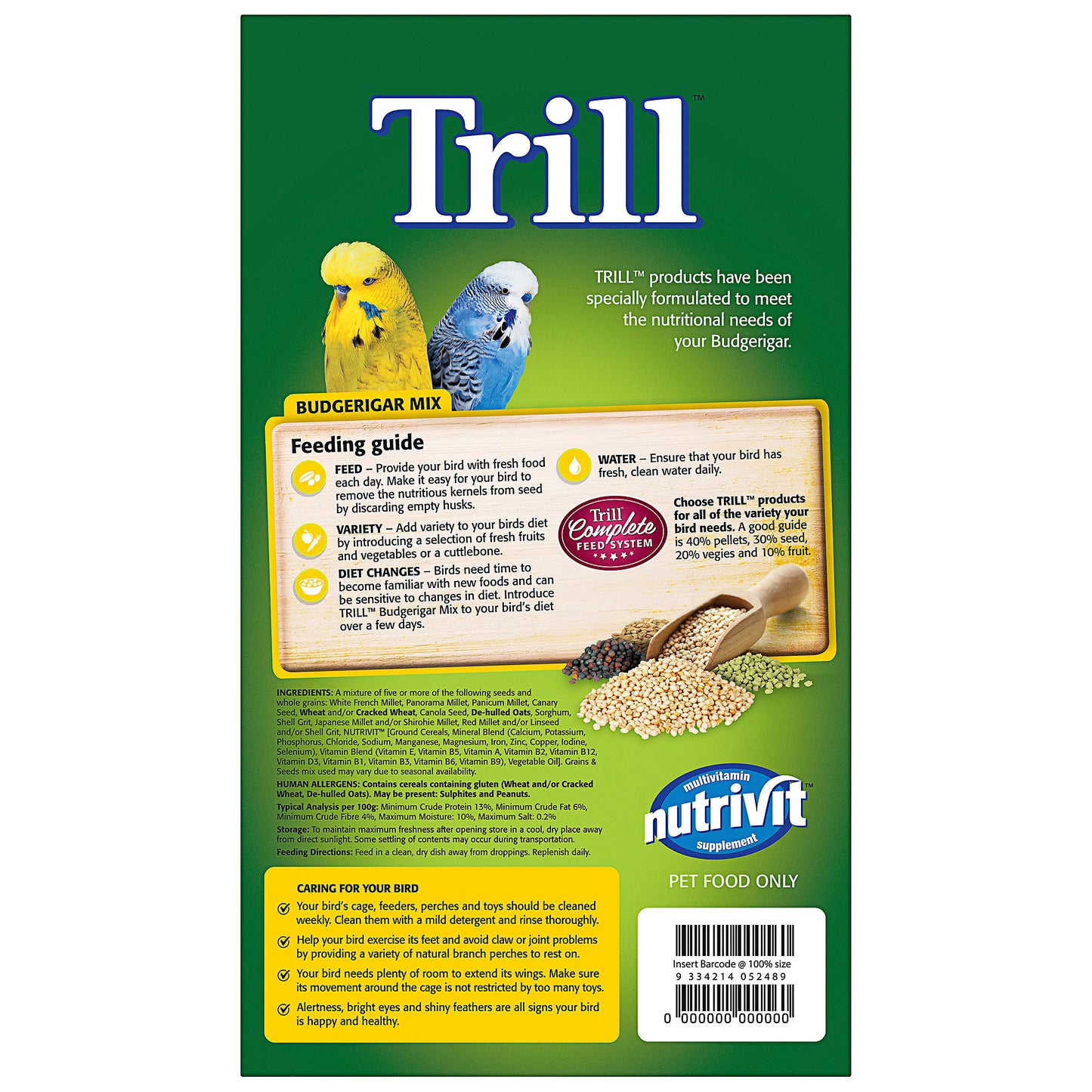 Trill Budgie Mix 1.8kg