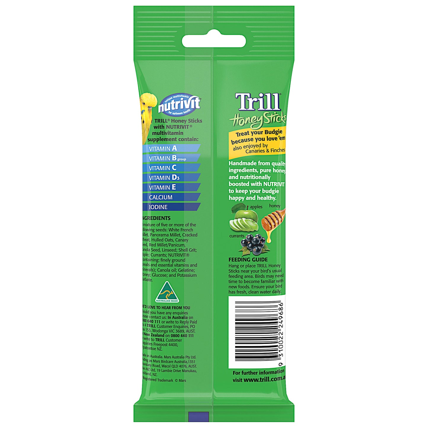 Trill Budgie Honeystick 105g