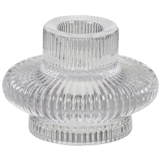 Glass Tea Light & Taper Candle Holder
