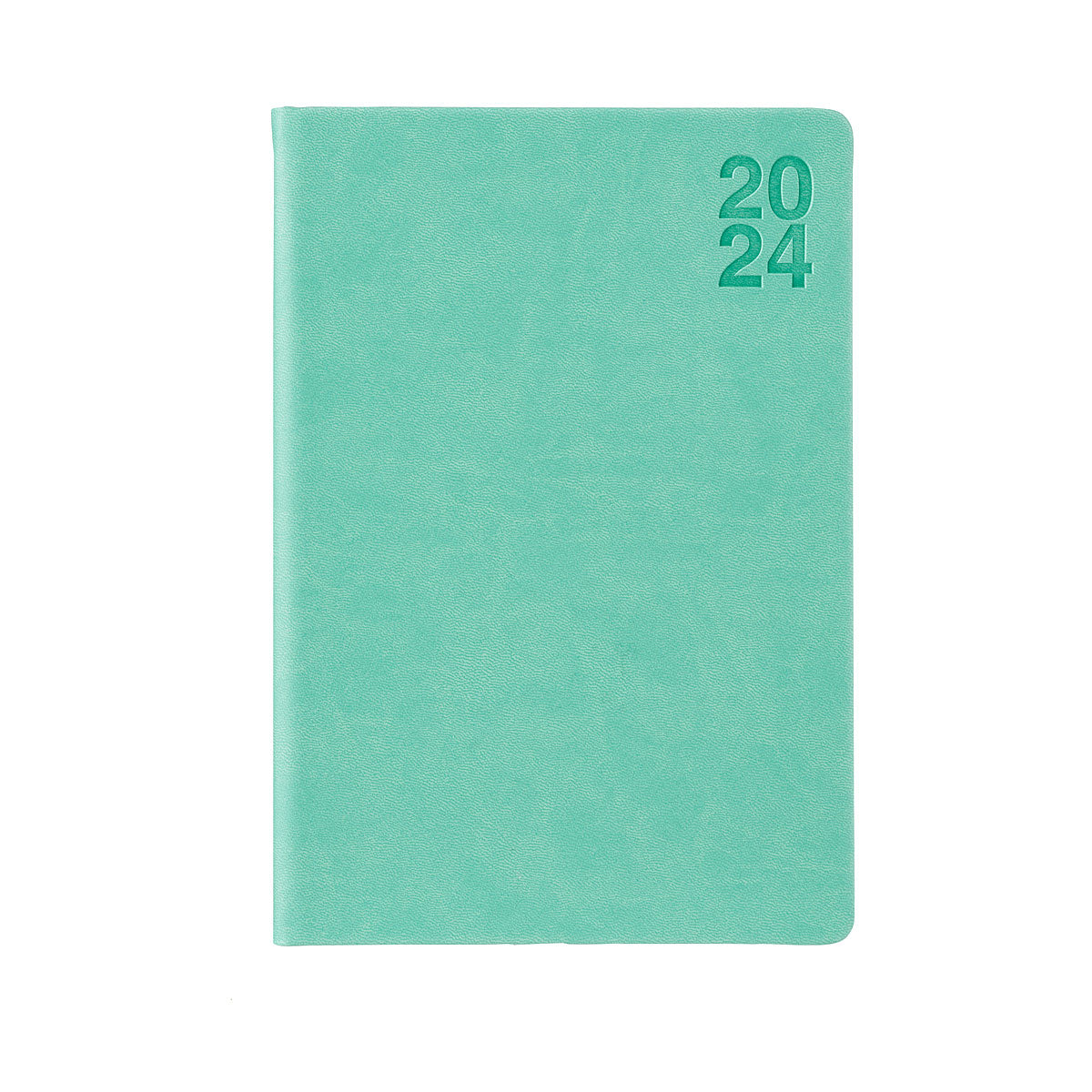 Week View PU Diary 2024 A5 Green & Blue