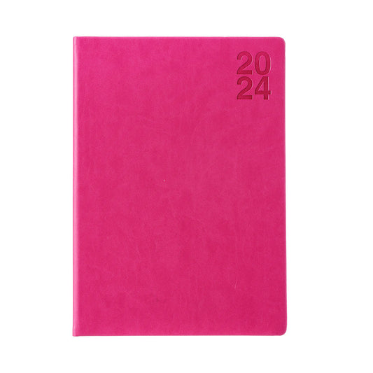 Week View PU Diary 2024 A4 Pink