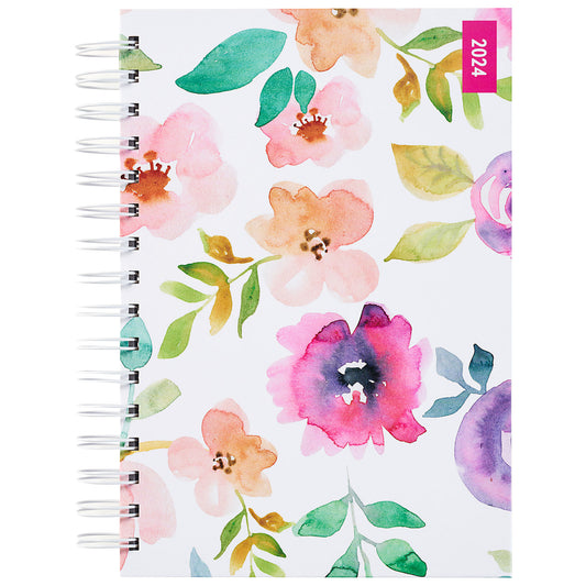 2024 Day-To-A-Page Diary Watercolour Floral