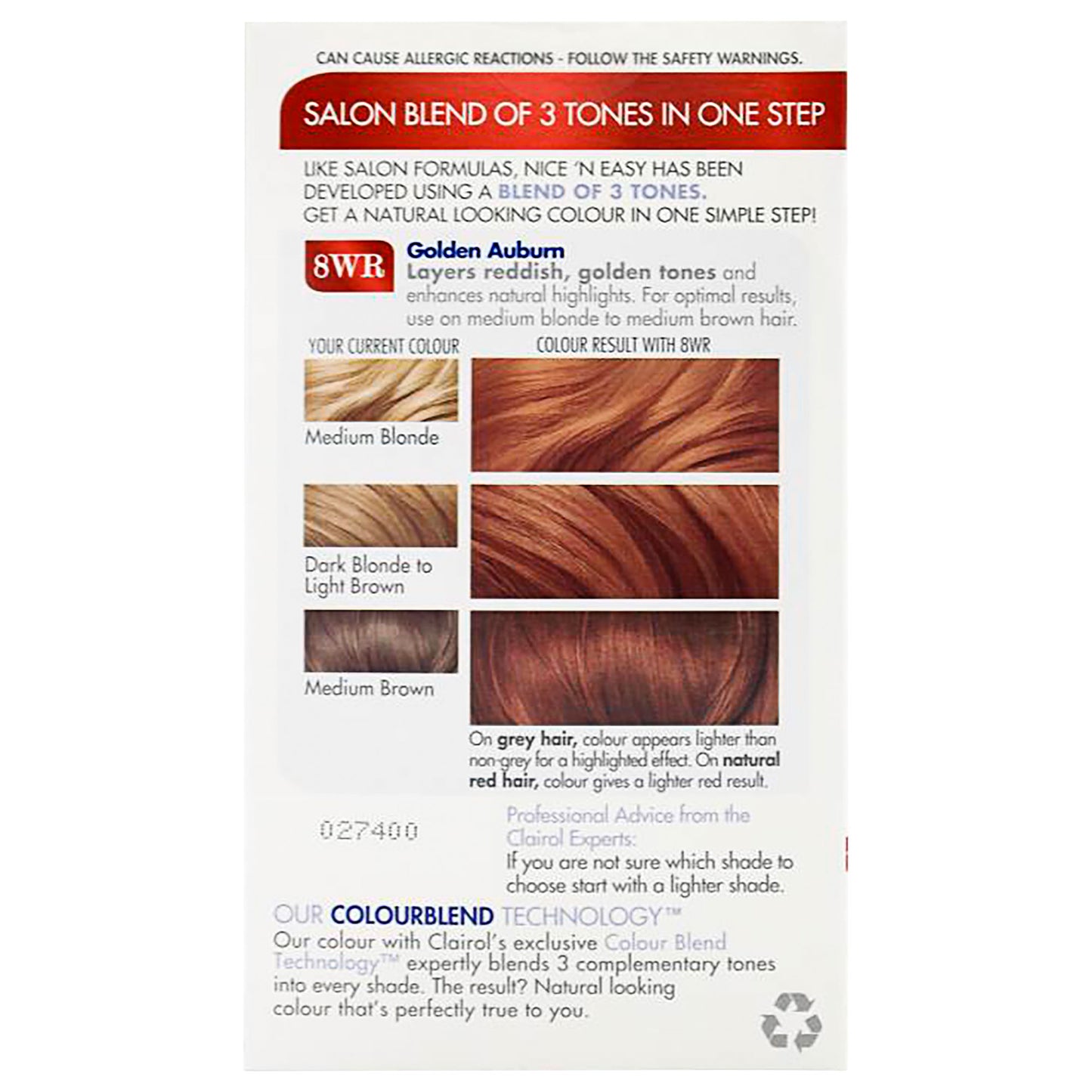 Clairol Nice 'N' Easy 8WR Natural Golden Auburn