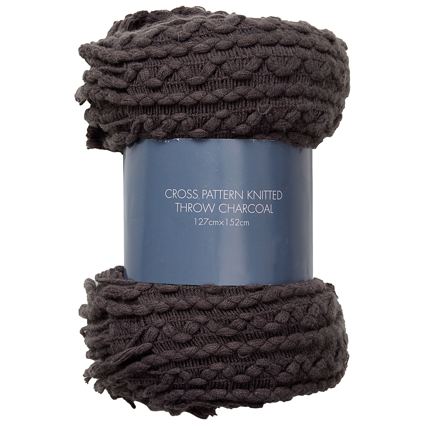 Cross Pattern Knitted Throw Green/Charcoal