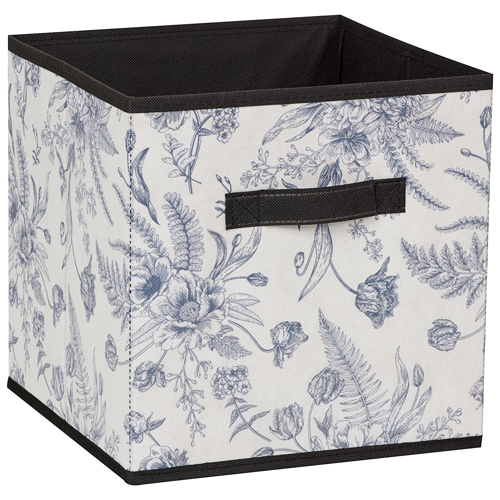 Foldable Storage Cube Black Botanical 27cm The Reject Shop