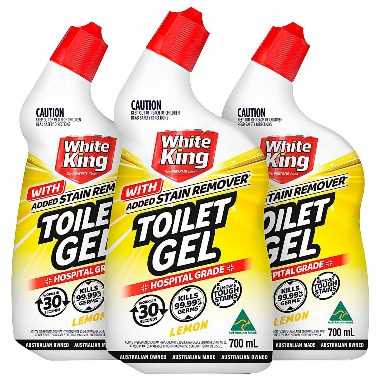 White King Toilet Gel Lemon 700mL 3pk