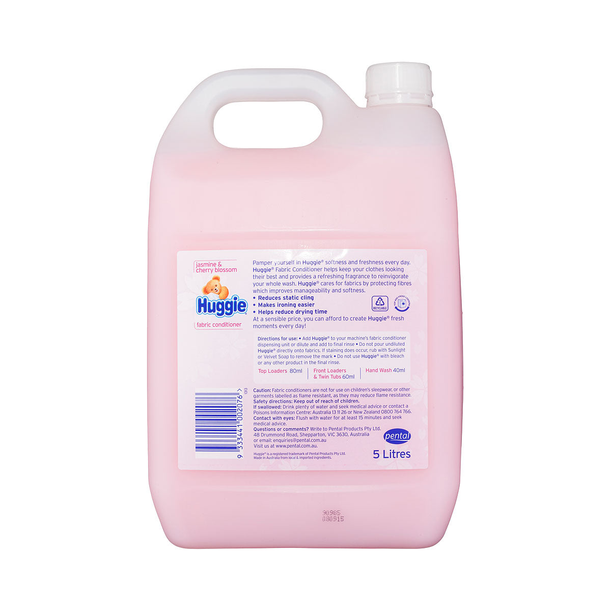 Huggie Fabric Conditioner Jasmine & Cherry 5L