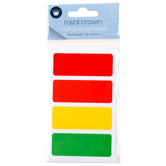Multi Purpose Labels Rectangle Assorted Colours 72pk