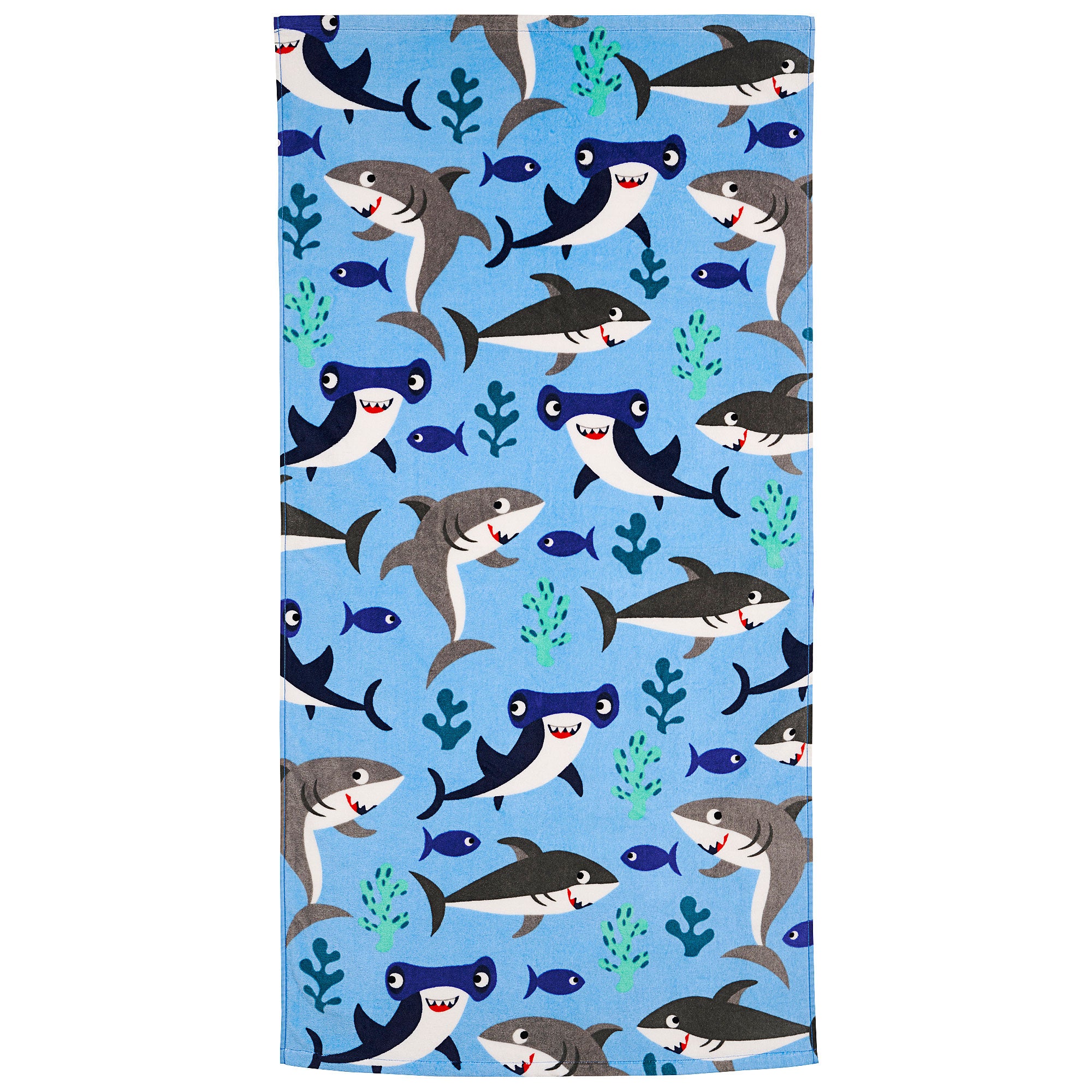 Kids' Cotton Velour Towel Sharky 60x120cm The Reject Shop