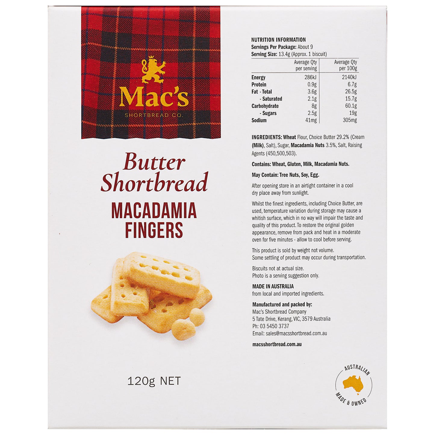 Mac's Macadamia Fingers 120g