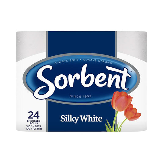 Sorbent Silky White Toilet Paper 3ply 180 Sheets 24pk