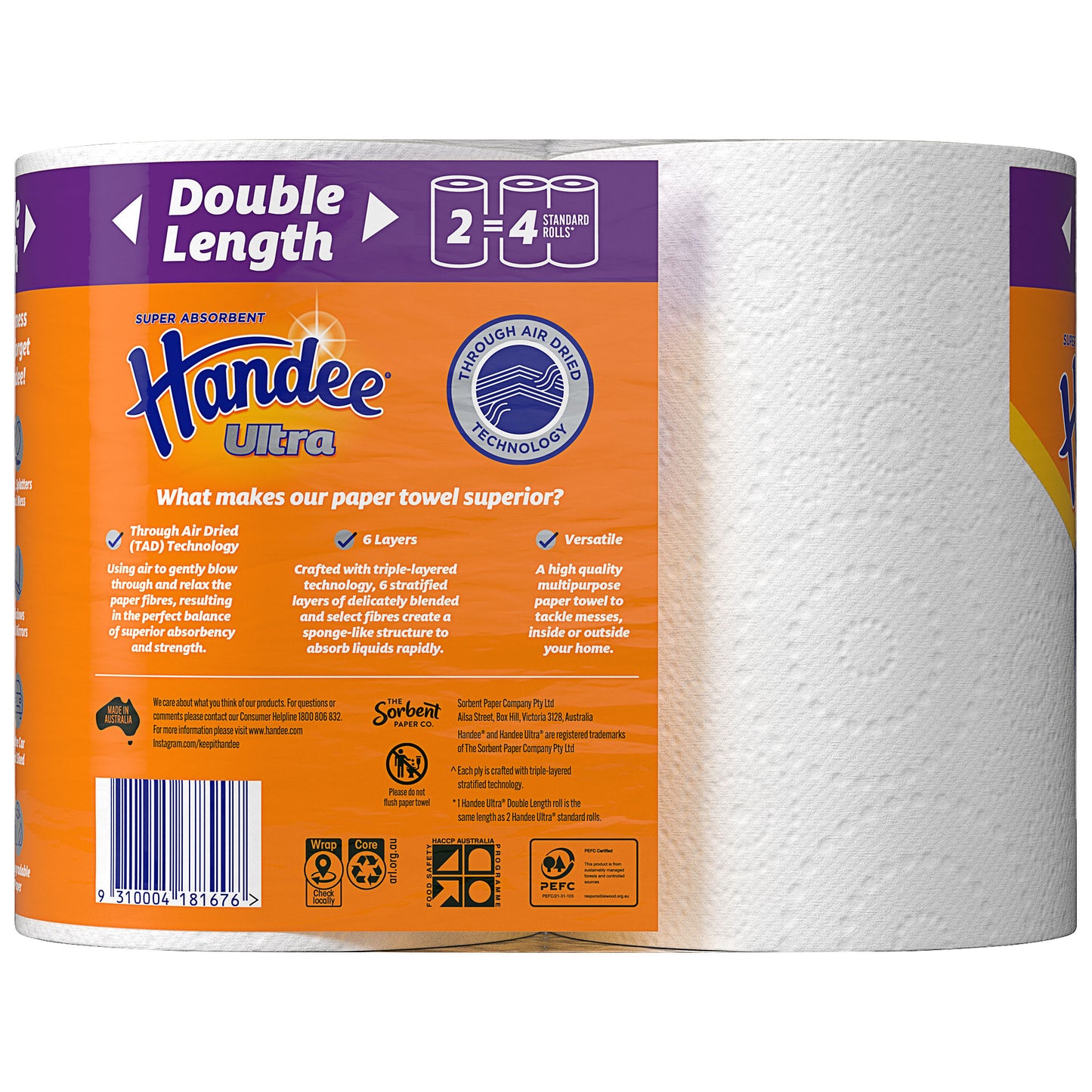 Handee Ultra Paper Towel Double Length 2pk