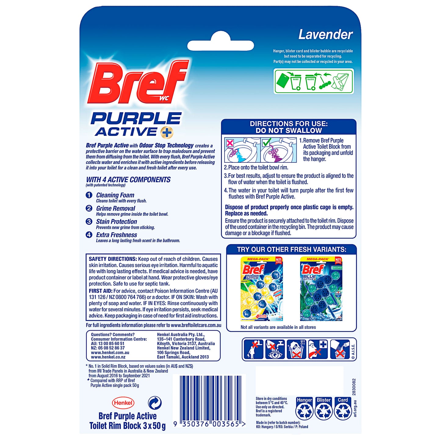 Bref Purple Active Toilet Cage Lavender 50g 3pk
