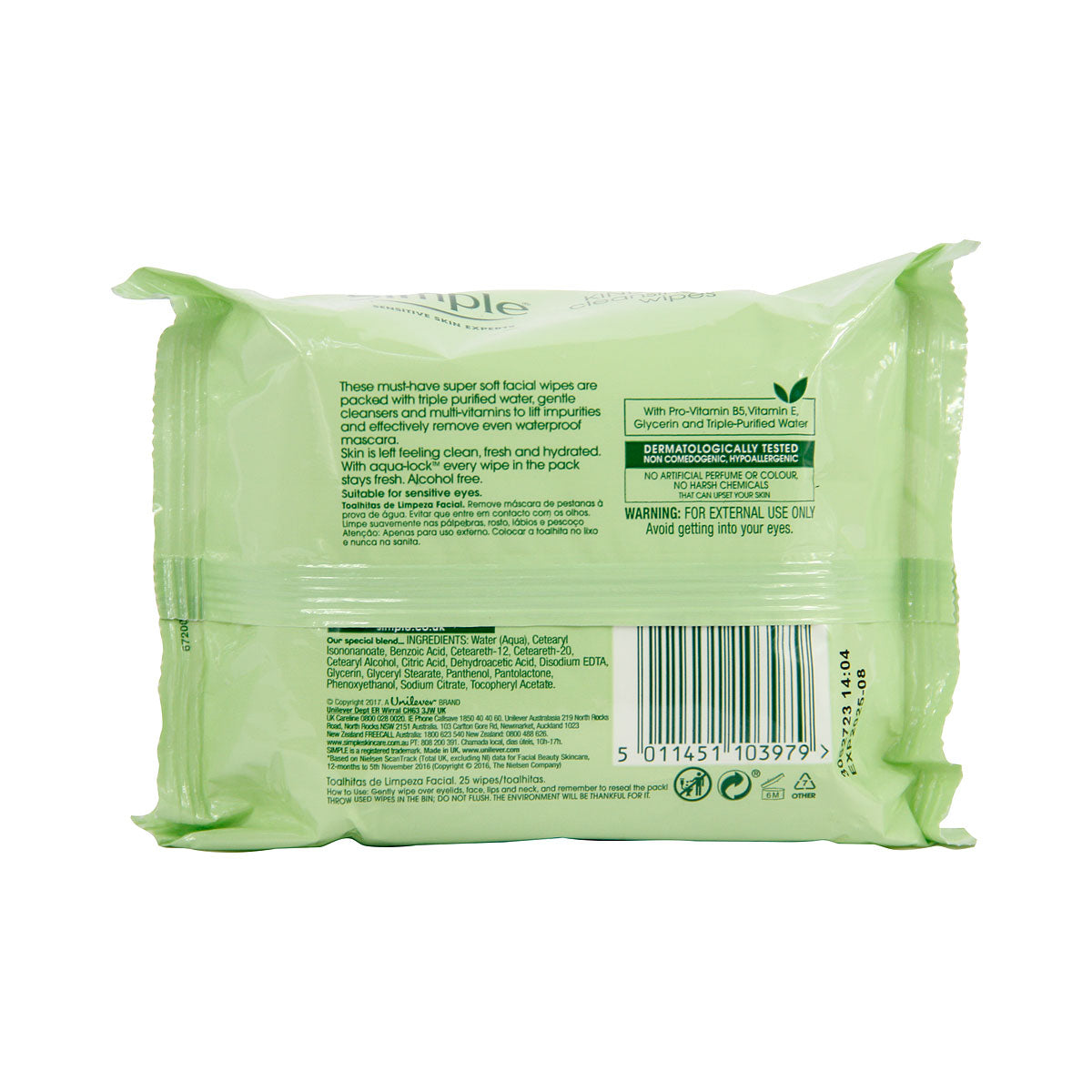 Simple Cleansing Wipes 25pc
