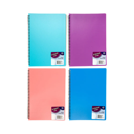 Notebook Basic PP A4 120pg Assorted Colours