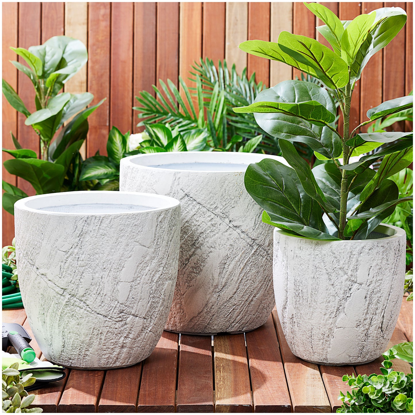 Fibre Clay Pot Crackle Pattern Small 25cm