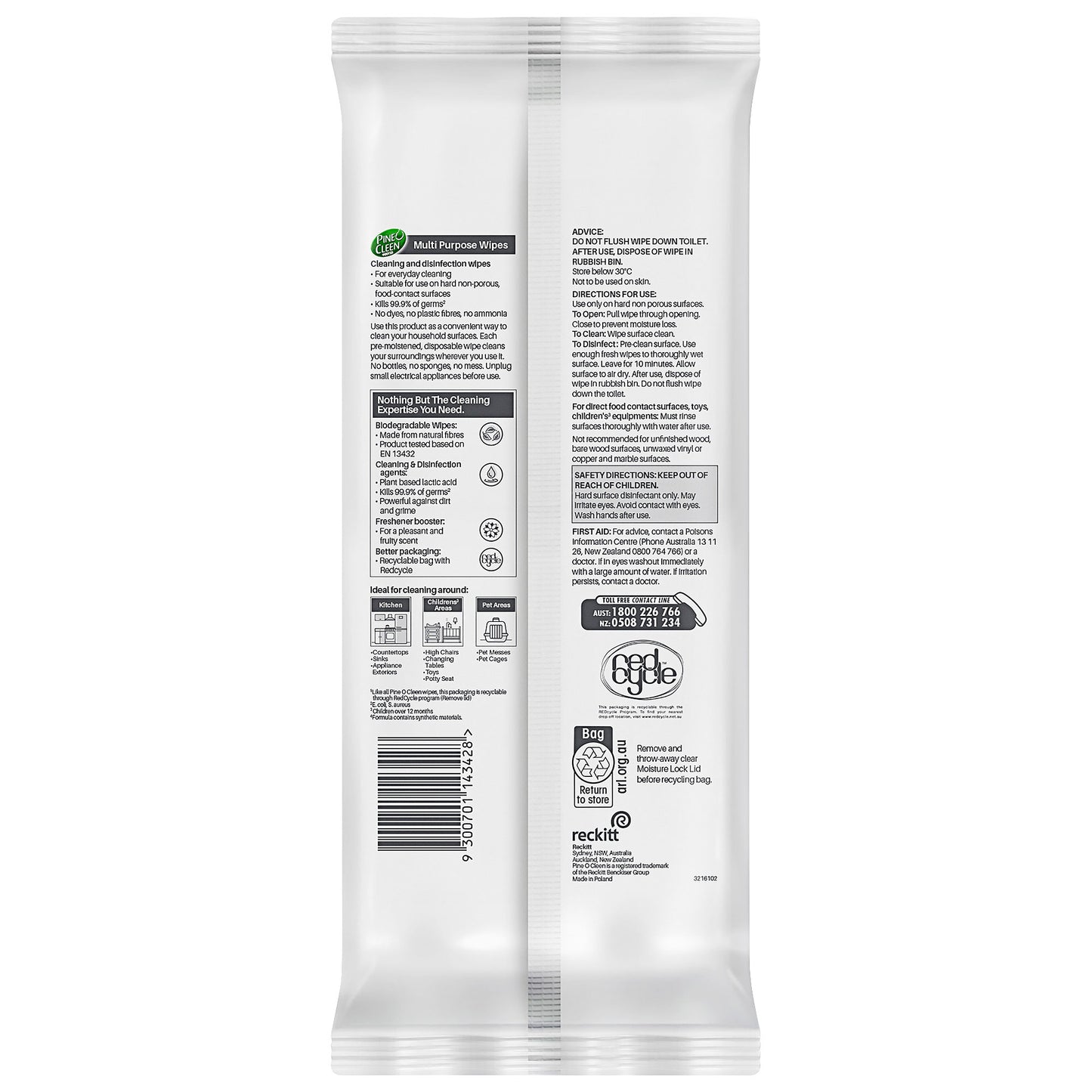 Pine O Cleen Biodegradable Wipes Grapefruit 126pk
